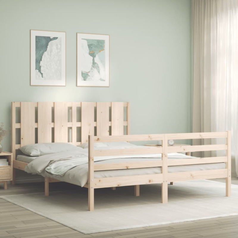 vidaXL Massivholzbett mit Kopfteil vidaXL Massivholzbett mit Kopfteil