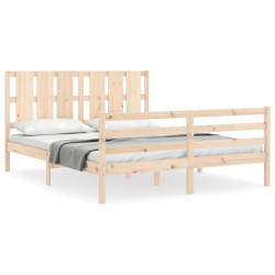 vidaXL Massivholzbett mit Kopfteil