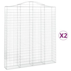 vidaXL Gabionen mit Hochbogen 2 Stk. 200x30x220/240cm Verzinktes Eisen