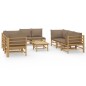 vidaXL 9-tlg. Garten-Lounge-Set mit Kissen Taupe Bambus vidaXL 9-tlg. Garten-Lounge-Set mit Kissen Taupe Bambus