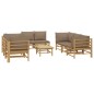 vidaXL 9-tlg. Garten-Lounge-Set mit Kissen Taupe Bambus vidaXL 9-tlg. Garten-Lounge-Set mit Kissen Taupe Bambus