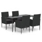 vidaXL 5-tlg. Garten-Essgruppe mit Kissen Schwarz Poly Rattan vidaXL 5-tlg. Garten-Essgruppe mit Kissen Schwarz Poly Rattan