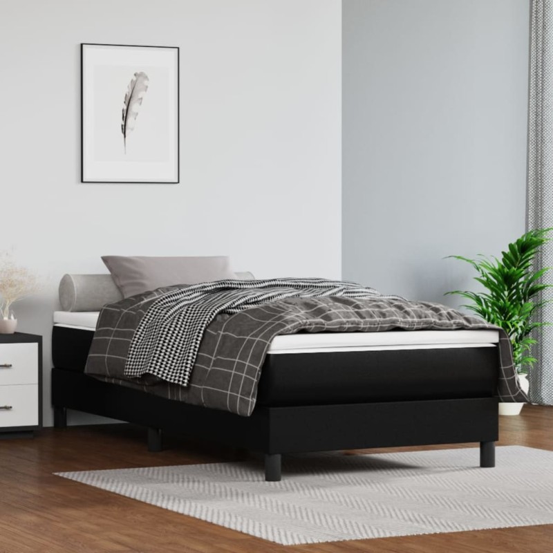 vidaXL Boxspringbett mit Matratze Schwarz 100x200 cm Kunstleder vidaXL Boxspringbett mit Matratze Schwarz 100x200 cm Kunstleder