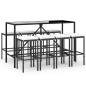 vidaXL 9-tlg. Gartenbar-Set mit Kissen Schwarz Poly Rattan vidaXL 9-tlg. Gartenbar-Set mit Kissen Schwarz Poly Rattan