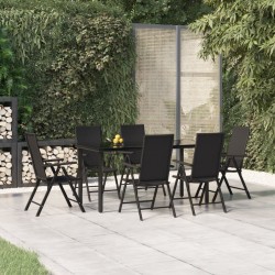 vidaXL 7-tlg. Garten-Essgruppe Schwarz Poly Rattan