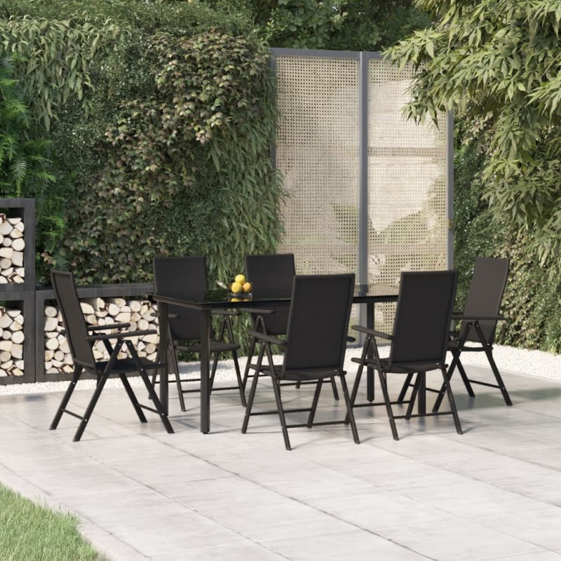 vidaXL 7-tlg. Garten-Essgruppe Schwarz Poly Rattan vidaXL 7-tlg. Garten-Essgruppe Schwarz Poly Rattan