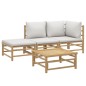 vidaXL 4-tlg. Garten-Lounge-Set mit Hellgrauen Kissen Bambus vidaXL 4-tlg. Garten-Lounge-Set mit Hellgrauen Kissen Bambus