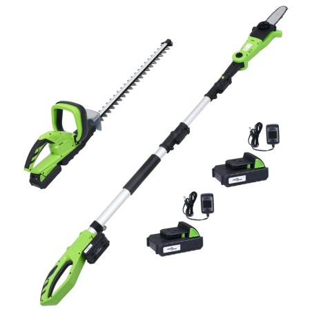 vidaXL 2-tlg. Akku-Gartengerät-Set mit Ladegeräten & Akkus