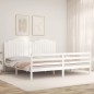 vidaXL Massivholzbett mit Kopfteil Weiß 200x200 cm vidaXL Massivholzbett mit Kopfteil Weiß 200x200 cm