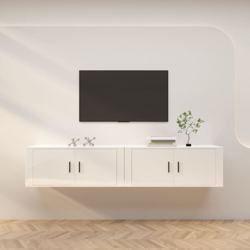 vidaXL TV-Wandschränke 2 Stk. Hochglanz-Weiß 100x34,5x40 cm vidaXL TV-Wandschränke 2 Stk. Hochglanz-Weiß 100x34,5x40 cm