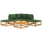 vidaXL 6-tlg. Garten-Lounge-Set mit Grünen Kissen Massivholz vidaXL 6-tlg. Garten-Lounge-Set mit Grünen Kissen Massivholz