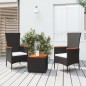 vidaXL 3-tlg. Garten-Lounge-Set Schwarz Poly Rattan Massivholz Akazie vidaXL 3-tlg. Garten-Lounge-Set Schwarz Poly Rattan Massivholz Akazie