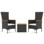 vidaXL 3-tlg. Garten-Lounge-Set Schwarz Poly Rattan Massivholz Akazie vidaXL 3-tlg. Garten-Lounge-Set Schwarz Poly Rattan Massivholz Akazie