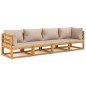 vidaXL 4-tlg. Garten-Lounge-Set mit Taupe Kissen Massivholz vidaXL 4-tlg. Garten-Lounge-Set mit Taupe Kissen Massivholz