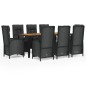 vidaXL 9-tlg. Garten-Essgruppe mit Kissen Schwarz Poly Rattan vidaXL 9-tlg. Garten-Essgruppe mit Kissen Schwarz Poly Rattan