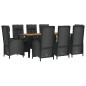 vidaXL 9-tlg. Garten-Essgruppe mit Kissen Schwarz Poly Rattan vidaXL 9-tlg. Garten-Essgruppe mit Kissen Schwarz Poly Rattan