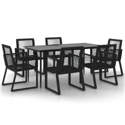 vidaXL 7-tlg. Garten-Essgruppe Schwarz PVC-Rattan