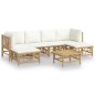 vidaXL 7-tlg. Garten-Lounge-Set mit Cremeweißen Kissen Bambus vidaXL 7-tlg. Garten-Lounge-Set mit Cremeweißen Kissen Bambus