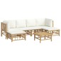 vidaXL 7-tlg. Garten-Lounge-Set mit Cremeweißen Kissen Bambus vidaXL 7-tlg. Garten-Lounge-Set mit Cremeweißen Kissen Bambus