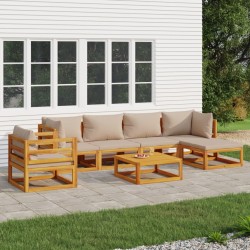 vidaXL 7-tlg. Garten-Lounge-Set mit Taupe Kissen Massivholz