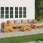 vidaXL 7-tlg. Garten-Lounge-Set mit Taupe Kissen Massivholz vidaXL 7-tlg. Garten-Lounge-Set mit Taupe Kissen Massivholz