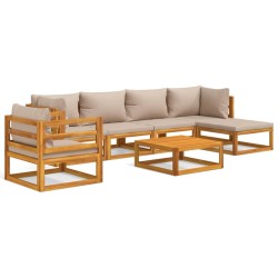 vidaXL 7-tlg. Garten-Lounge-Set mit Taupe Kissen Massivholz