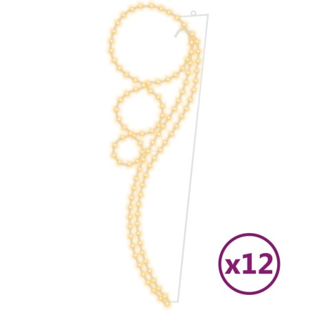 vidaXL Lichterketten 12 Stk. Kugelförmig Warmweiß 111,5x35x4,5 cm
