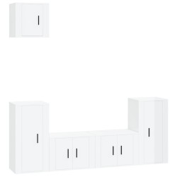 vidaXL 5-tlg. TV-Schrank-Set Hochglanz-Weiß Holzwerkstoff