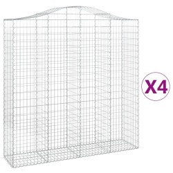 vidaXL Gabionen mit Hochbogen 4 Stk. 200x50x200/220cm Verzinktes Eisen