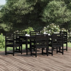 vidaXL 7-tlg. Garten-Essgruppe Schwarz Massivholz Kiefer