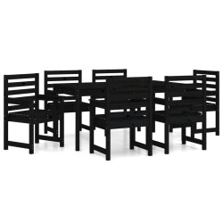 vidaXL 7-tlg. Garten-Essgruppe Schwarz Massivholz Kiefer