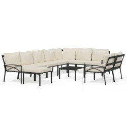 vidaXL 11-tlg. Garten-Lounge-Set mit Sandfarbigen Kissen Stahl