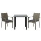 vidaXL 3-tlg. Garten-Essgruppe mit Kissen Schwarz und Grau Poly Rattan vidaXL 3-tlg. Garten-Essgruppe mit Kissen Schwarz und Grau Poly Rattan