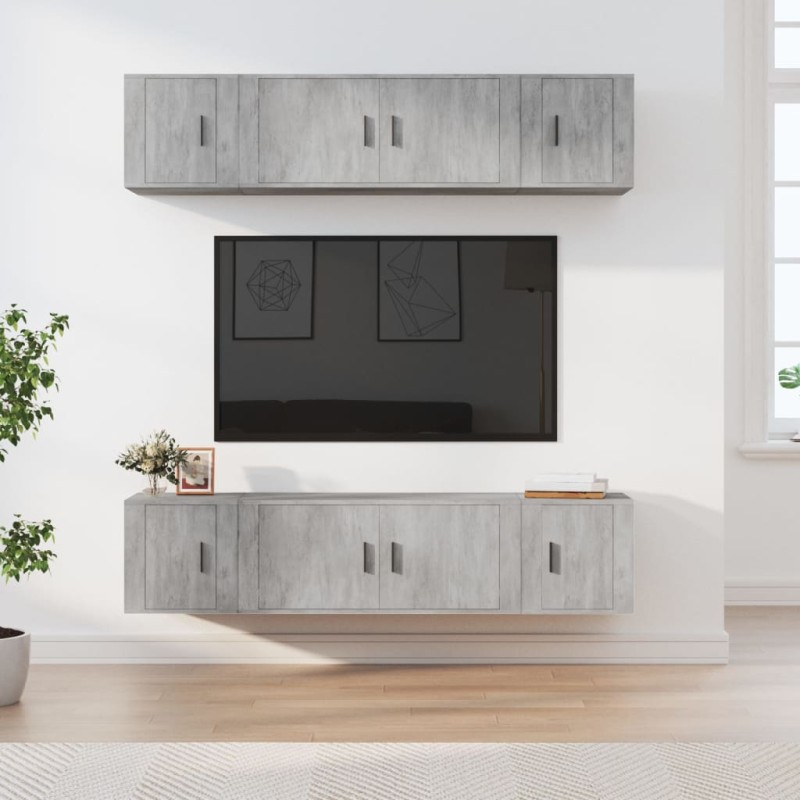 vidaXL 6-tlg. TV-Schrank-Set Betongrau Holzwerkstoff vidaXL 6-tlg. TV-Schrank-Set Betongrau Holzwerkstoff