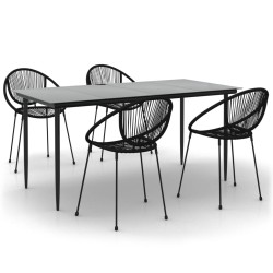 vidaXL 5-tlg. Garten-Essgruppe Schwarz PVC Rattan