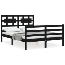 vidaXL Massivholzbett mit Kopfteil Schwarz 140x200 cm