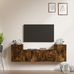 vidaXL 4-tlg. TV-Schrank-Set Räuchereiche Holzwerkstoff
