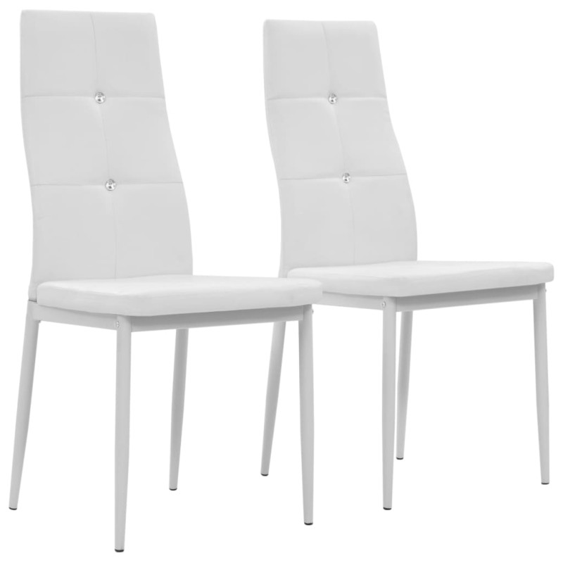 Esszimmerstühle 2 Stk. Weiß Kunstleder Esszimmerstühle 2 Stk. Weiß Kunstleder