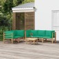 vidaXL 6-tlg. Garten-Lounge-Set mit Grünen Kissen Bambus vidaXL 6-tlg. Garten-Lounge-Set mit Grünen Kissen Bambus