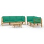 vidaXL 6-tlg. Garten-Lounge-Set mit Grünen Kissen Bambus vidaXL 6-tlg. Garten-Lounge-Set mit Grünen Kissen Bambus