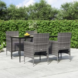vidaXL 5-tlg. Garten-Essgruppe mit Kissen Grau und Schwarz