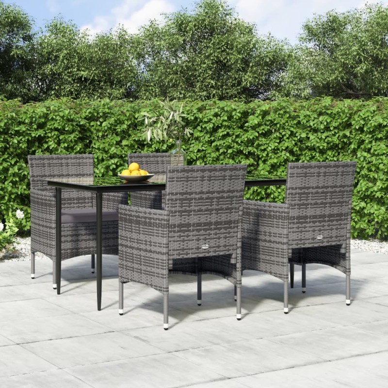 vidaXL 5-tlg. Garten-Essgruppe mit Kissen Grau und Schwarz vidaXL 5-tlg. Garten-Essgruppe mit Kissen Grau und Schwarz