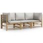vidaXL 3-tlg. Garten-Lounge-Set mit Hellgrauen Kissen Bambus vidaXL 3-tlg. Garten-Lounge-Set mit Hellgrauen Kissen Bambus