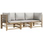 vidaXL 3-tlg. Garten-Lounge-Set mit Hellgrauen Kissen Bambus vidaXL 3-tlg. Garten-Lounge-Set mit Hellgrauen Kissen Bambus