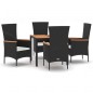 vidaXL 5-tlg. Garten-Essgruppe mit Kissen Schwarz Poly Rattan vidaXL 5-tlg. Garten-Essgruppe mit Kissen Schwarz Poly Rattan