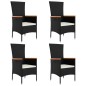 vidaXL 5-tlg. Garten-Essgruppe mit Kissen Schwarz Poly Rattan vidaXL 5-tlg. Garten-Essgruppe mit Kissen Schwarz Poly Rattan