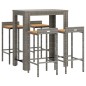 vidaXL 5-tlg. Gartenbar-Set Grau Poly Rattan & Massivholz Akazie vidaXL 5-tlg. Gartenbar-Set Grau Poly Rattan & Massivholz Akazie