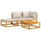vidaXL 4-tlg. Garten-Lounge-Set mit Hellgrauen Kissen Massivholz vidaXL 4-tlg. Garten-Lounge-Set mit Hellgrauen Kissen Massivholz