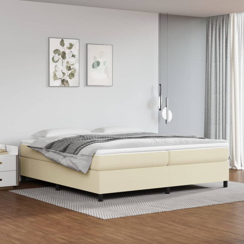 vidaXL Boxspringbett mit Matratze Creme 200x200 cm Kunstleder vidaXL Boxspringbett mit Matratze Creme 200x200 cm Kunstleder