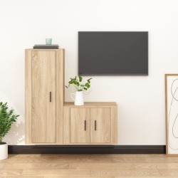 vidaXL 2-tlg. TV-Schrank-Set Sonoma-Eiche Holzwerkstoff 